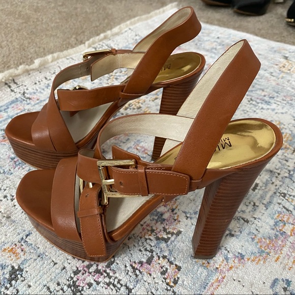 Michael Kors Shoes - Michael Kors Size 7, luggage brown heeled sandals